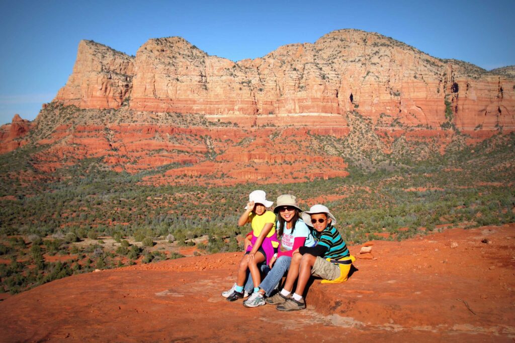 Hiking in Sedona with kids.