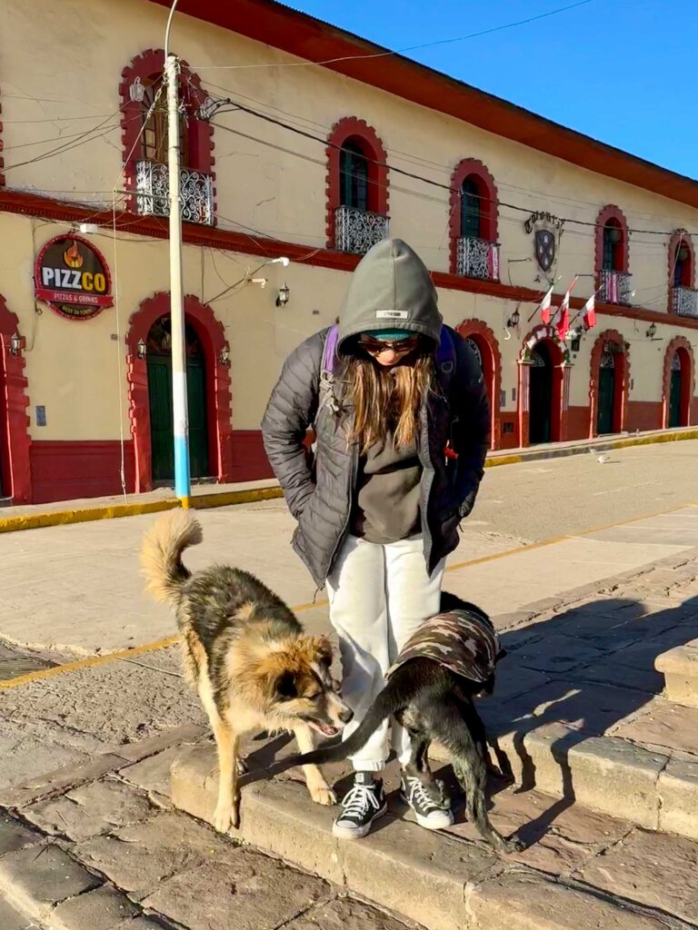 Julia with her new friends in Puno.